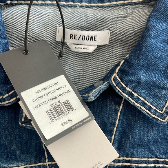 RE/DONE Cropped Denim Trucker Jacket Size M - Picture 4 of 8